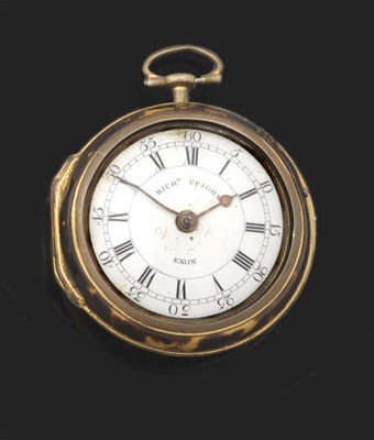 Lot 429 - A Gilt Metal Tortoiseshell Pair Cased Verge Pocket Watch, signed Richd Upjohn, Exton, No.1206,...