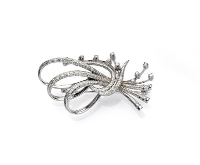 Lot 452 - A Diamond Spray Brooch, diamond set loops and diamonds on knife edge wires in claw settings,...