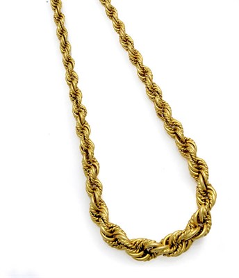 Lot 633 - An 18 Carat Gold Rope Necklace, the plain and twisted strands graduating to the front, length...