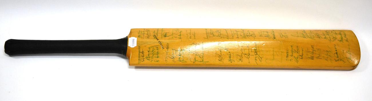 Lot 3011 - Signed Cricket Bat 1961/62 to mark Fred Trueman's 1962 Benefit, autographed to face by...