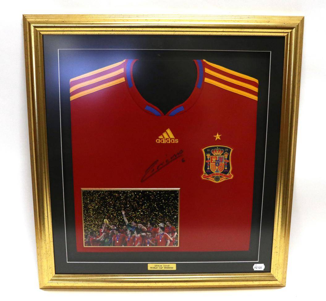 Lot 3015 - Andres Iniesta Signed Spain Shirt (framed, with plaque 'Spain 2010 World Cup Winners)