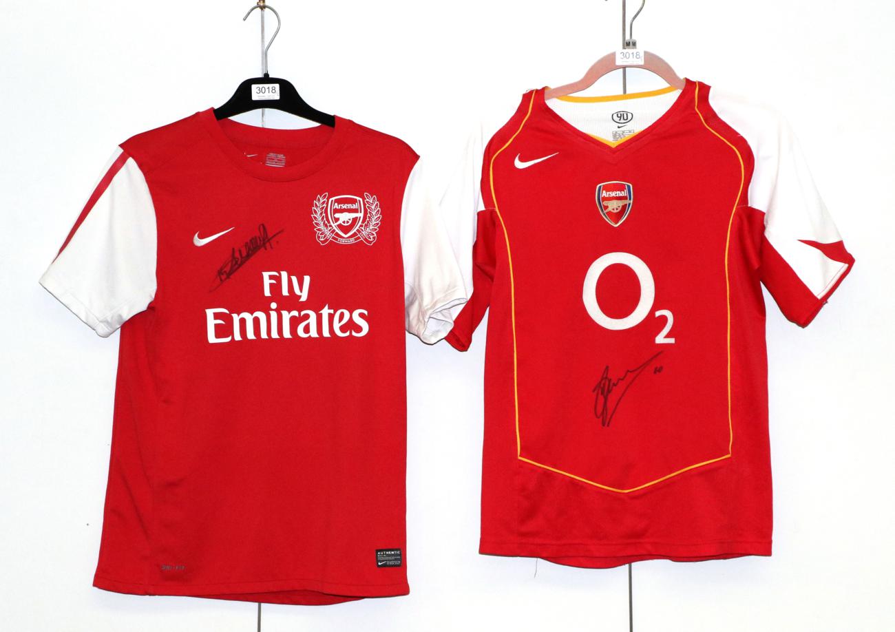 Lot 3018 - Arsenal Football Club Signed Shirts (i) Thierry Henry (ii) Dennis Bergkamp (2)