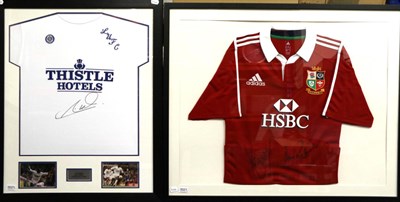Lot 3021 - British Lions Rugby Union Shirt - Australia 2013 with two signatures and a Leeds United shirt...