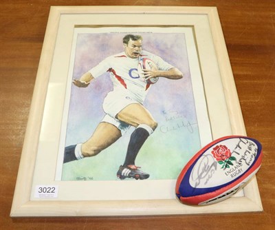 Lot 3022 - Charlie Hodgson Signed Miniature Rugby Ball together with an original watercolour of the same...