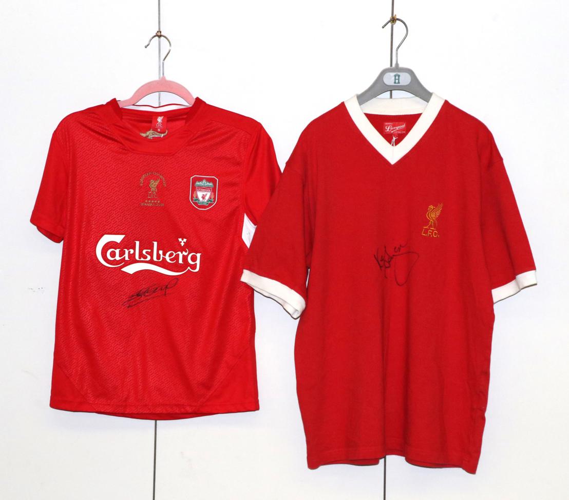 Lot 3033 - Liverpool Football Club Signed Shirts (i) retro shirt Kenny Dalglish (ii) Steven Gerrard...