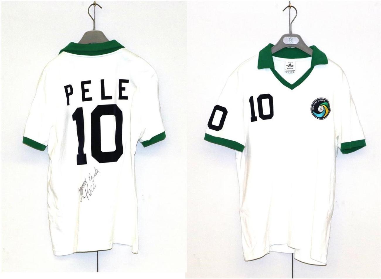 Lot 3042 - New York Cosmos Football Club Signed Shirt Pele signed 'Good Luck Pele'
