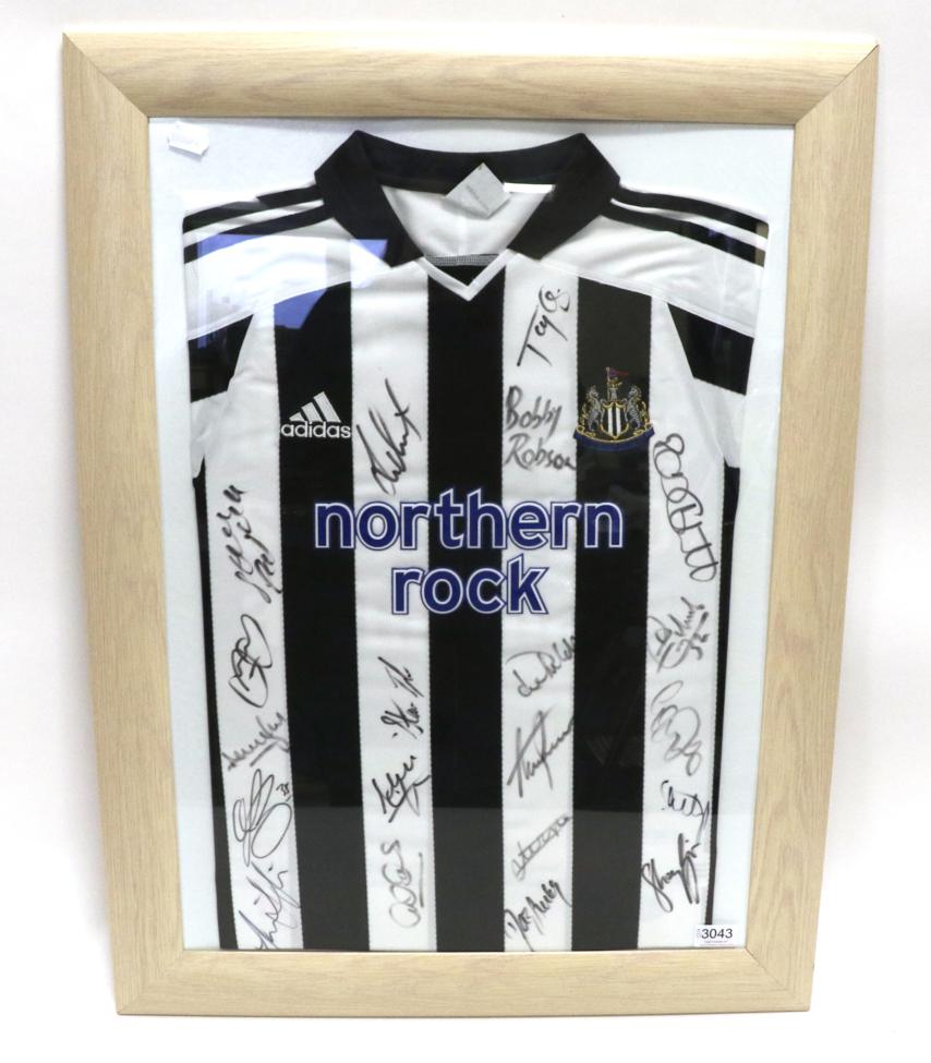 Lot 3043 - Newcastle United Signed Shirt with various players and Bobby Robson's autograph, framed