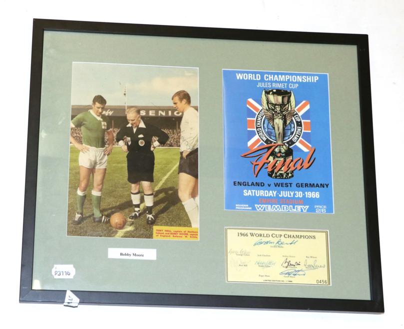 Lot 3045 - Three Sporting Pictures, comprising a signed Edgbaston cricket painting, signed Bobby Moore montage