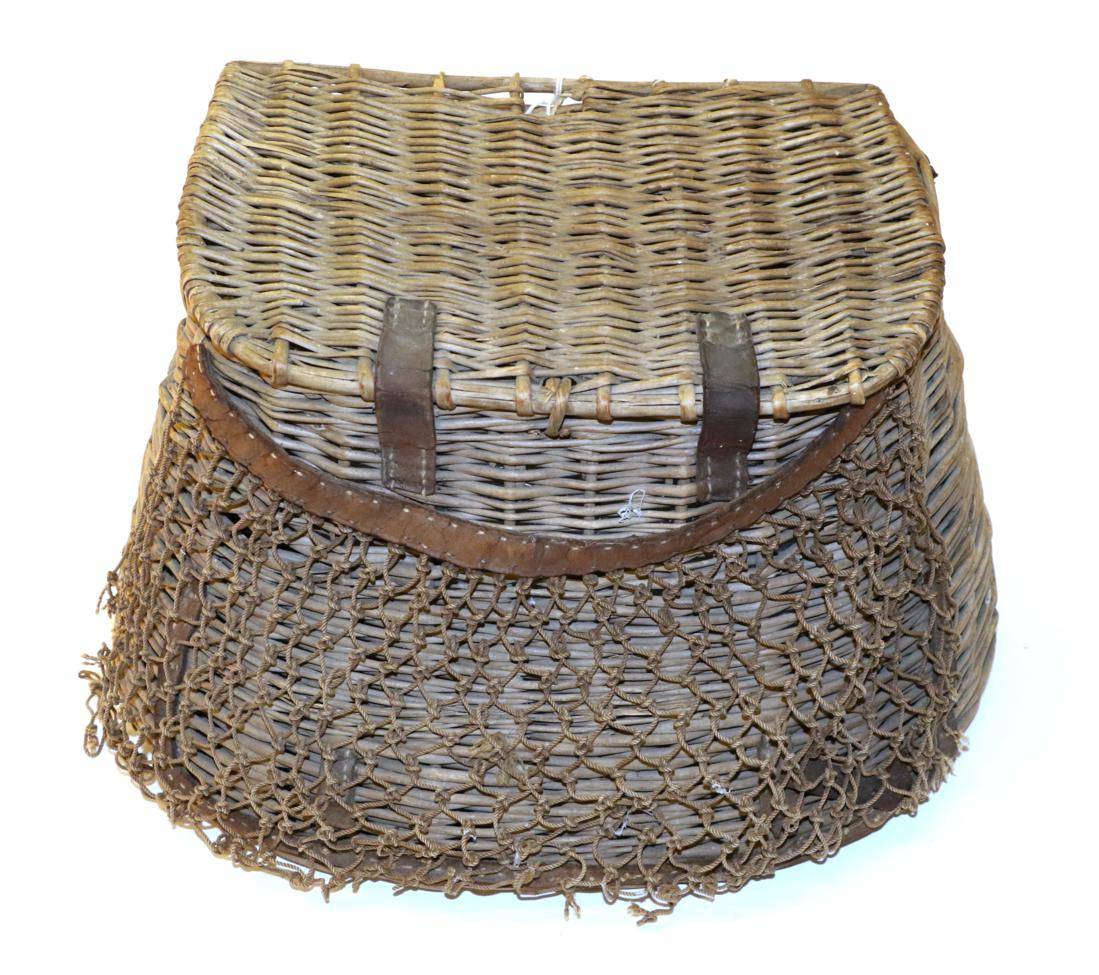 Lot 3074 - A Hardy 'Perfect' Wicker Fishing Creel, with brass makers plaque, missing leather strap