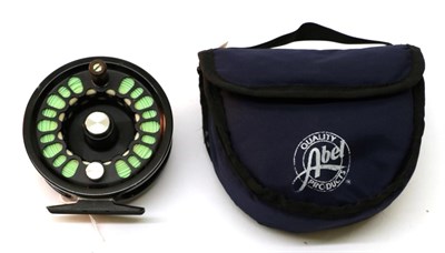 Lot 3082 - An Abel Super 6 Fly Reel, serial number S1313, with line, in soft case