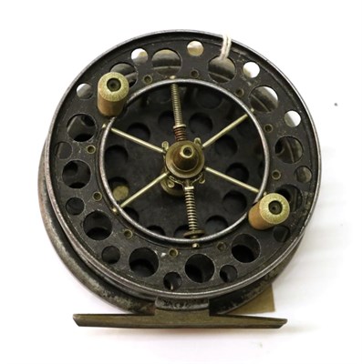 Lot 3084 - An Allcocks 3 3/4"; Double Ventilated Alloy 'Aerial Popular' Reel, with twin composition...