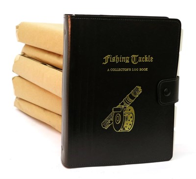 Lot 3114 - Six Leather Bound Fishing Tackle Collectors Log Books, all unused, wrapped in brown paper