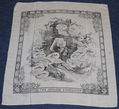 Lot 3116 - The Angler's Companion Silk Scarf depicting Izaak Walton surrounded by various fish with dates; the