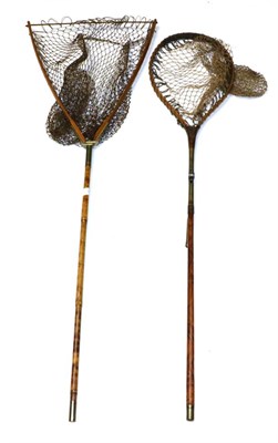 Lot 3122 - Two Bamboo Handled Folding Landing Nets, on by Allcock