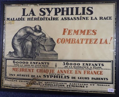 Lot 3186 - French Health Information Poster 'La Syphilis' Maladie Hereditaire Assassine La Race - Femme...