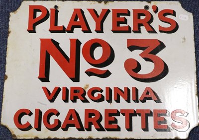 Lot 3190 - Players Cigarettes Enamel Sign red/black lettering on white ground, double sided: (i) Player's...