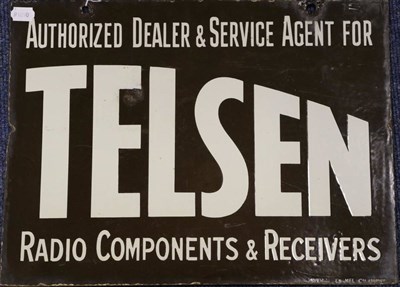 Lot 3192 - Telsen Enamel Sign white lettering on brown ground, ";Authorised Dealer & Service Agent For...