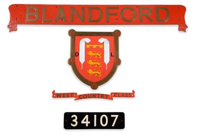 Lot 3193 - ** Nameplate BLANDFORD, stamped 'RH' (right hand) verso  complete with West Country Class...