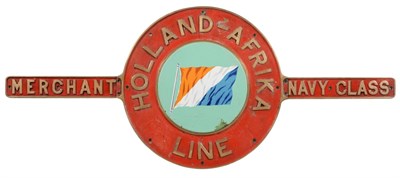 Lot 3195 - ** Nameplate HOLLAND AFRIKA LINE (left hand plate) with both 'Merchant Navy Class Wings', as...