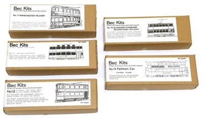 Lot 3268 - BEC OO Gauge Tram Kits No.17 Manchester Pilcher, No.16 Glasgow Coronation, No.12 E-Class...