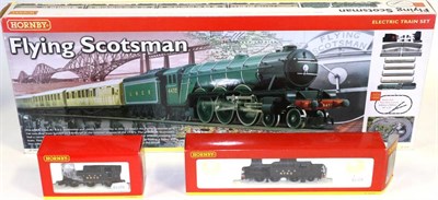 Lot 3277 - Hornby OO Gauge R1039 Flying Scotsman Set (E box G, a little faded) R2269 0-6-2T LNER 4753 and...