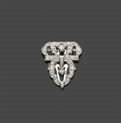 Lot 664 - A Diamond Clip, the pierced triangular piece set throughout with eight-cut diamonds, total...