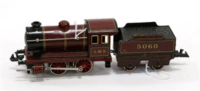 Lot 3319 - Bing O Gauge 0-4-0 LMS Locomotive with four wheel tender 5060 (G, but some crazing and damage...