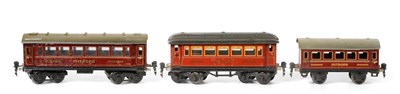 Lot 3329 - Marklin O Gauge Mitropa Coaches (i) 17520 Speisewagen 23cm (ii) Schlafwagen 20cm (iii)...