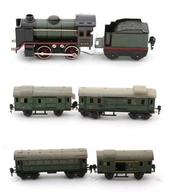 Lot 3333 - Marklin O Gauge Two Bogie Coaches 17510 all 2nd and 17540 Baggage car; together with two 17280 four