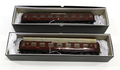 Lot 3338 - Kit/Scratch Built O Gauge Two LMS All 3rd Coaches 9007 and 9027, constructed with wood body and...