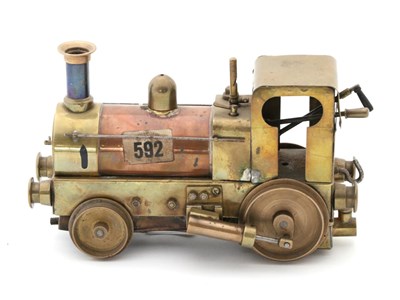 Lot 3379 - Brass/Copper Live Steam 2 1/2"; Gauge 2-2-0 Locomotive freelance with twin oscillating outside...