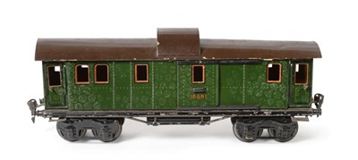 Lot 3387 - Marklin Gauge 1 18891 Baggage Car green with observation roof 31cm (G-E, but damaged by bubble...