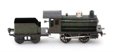 Lot 3392 - Marklin Gauge 1 C/w 0-4-0 Locomotive 981 with four wheel tender, green (generally G-F but...