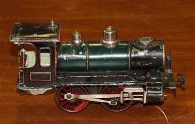 Lot 3393 - Marklin Gauge 1 C/w 0-4-0 Locomotive painted in green/black with red lining (F, lacks tender,...