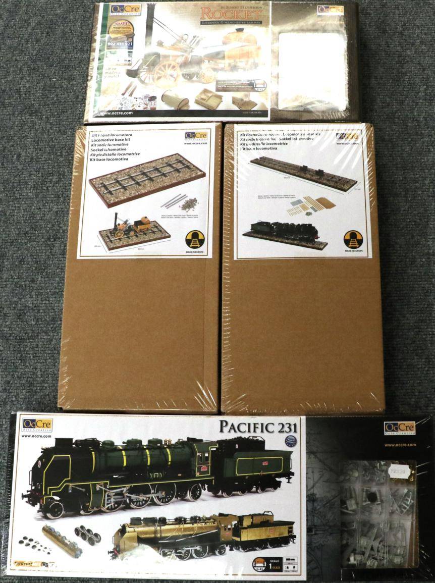 Lot 3399 - Occre 45mm Gauge Stephenson's Rocket Kit together with Kit Base kit and Pacific SNCF with...