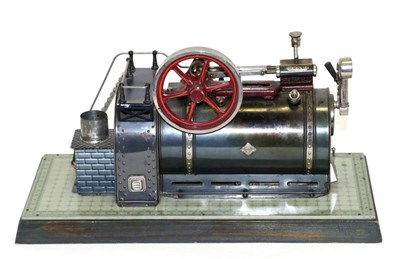 Lot 3400 - Bing Live Steam Stationary Engine with horizontal boiler in tubular casing with GBN diamond to...