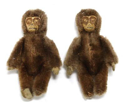 Lot 3421 - Schuco A Pair Of Articulated Monkeys flock covered 3.25";, 8cm (both G, one lacks one foot the...