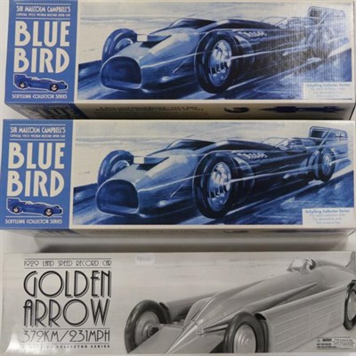 Lot 3422 - Schylling Collection Land Speed Record Cars two Bluebirds and one Golden Arrow (all E boxes...