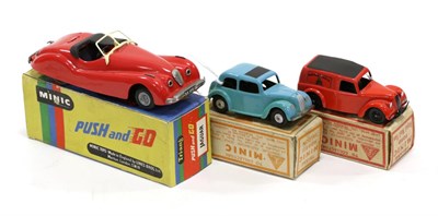 Lot 3429 - Triang Minic Plastic Models Jaguar, Morris Saloon and Ford Royal Mail van (all G-E boxes G) (3)