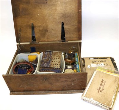 Lot 3441 - Meccano A Collection Of Mostly Pre-War Loose Parts (a.f.) together with various booklets...