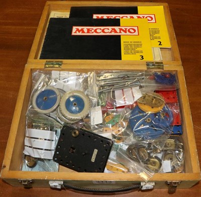 Lot 3443 - Meccano A Small Collection Of Loose Parts blue/yellow, with instruction booklets for Set 2 and...