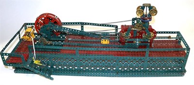 Lot 3447 - Meccano Constructed Model Of A Stationary Steam Engine constructed in red/green (repainted)...