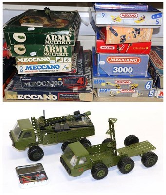 Lot 3455 - Meccano Various Boxed Sets including two Army Multikits, Combat, Motorised Construction Set, Set 8