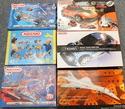 Lot 3460 - Meccano Various Modern Sets Things Build your own car, Tuning radio control, Concorde and three...