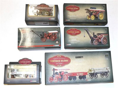 Lot 3471 - Corgi Vintage Glory Models 80305 Garrett 4CD Road Tractor, Trailers and Log Load Wynns, 80103...