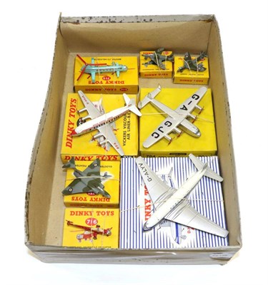 Lot 3487 - Dinky Aircraft 702 Comet airliner, 704 Avro York, 708 Vickers Viscount, 715 Bristol helicopter, 735