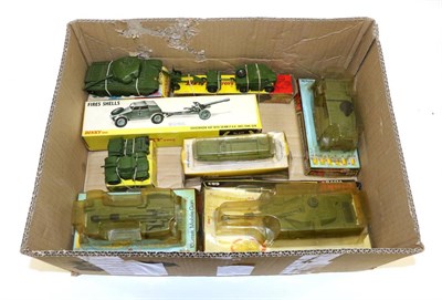 Lot 3490 - Dinky Military 651 Centurion tank, 697 25 pounder Field Gun Set (both in late colour picture...