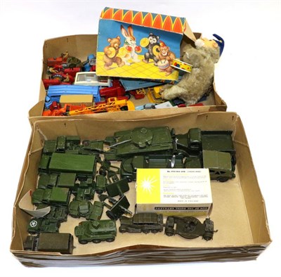 Lot 3491 - Dinky Military And Other Models including Tank transporter and tank, Cooks trailer, AA gun and...