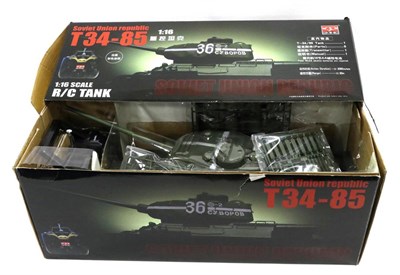 Lot 3538 - WSN Radio Control T34-85 Tank 1:16 scale (E, appears complete, in original box)