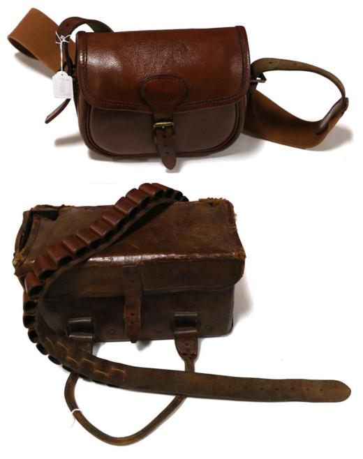 Lot 3002 - Brady Cartridge Bag And Belt together with an early 20th century leather cartridge magazine